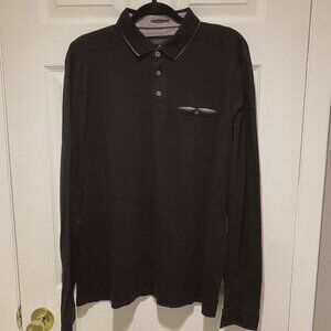 Ted Baker Women's Black Modal-Cotton Blend Long Sleeve Polo Shirt Size 6